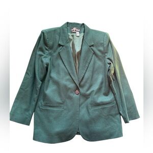 Vintage Sag Harbor Women’s Petite Green 100% Pure Wool Blazer Size 10P